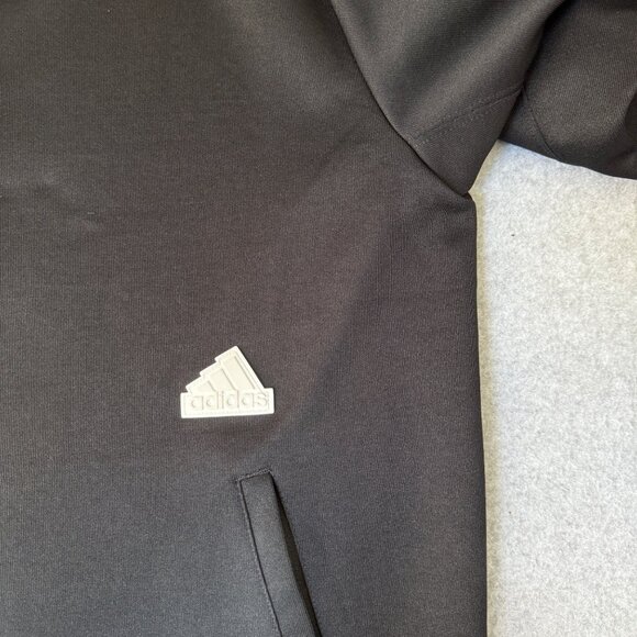 Adidas Mens Black Track Jacket Workout Athletic Full Zip 3 Stripes Size Large - Picture 14 of 16